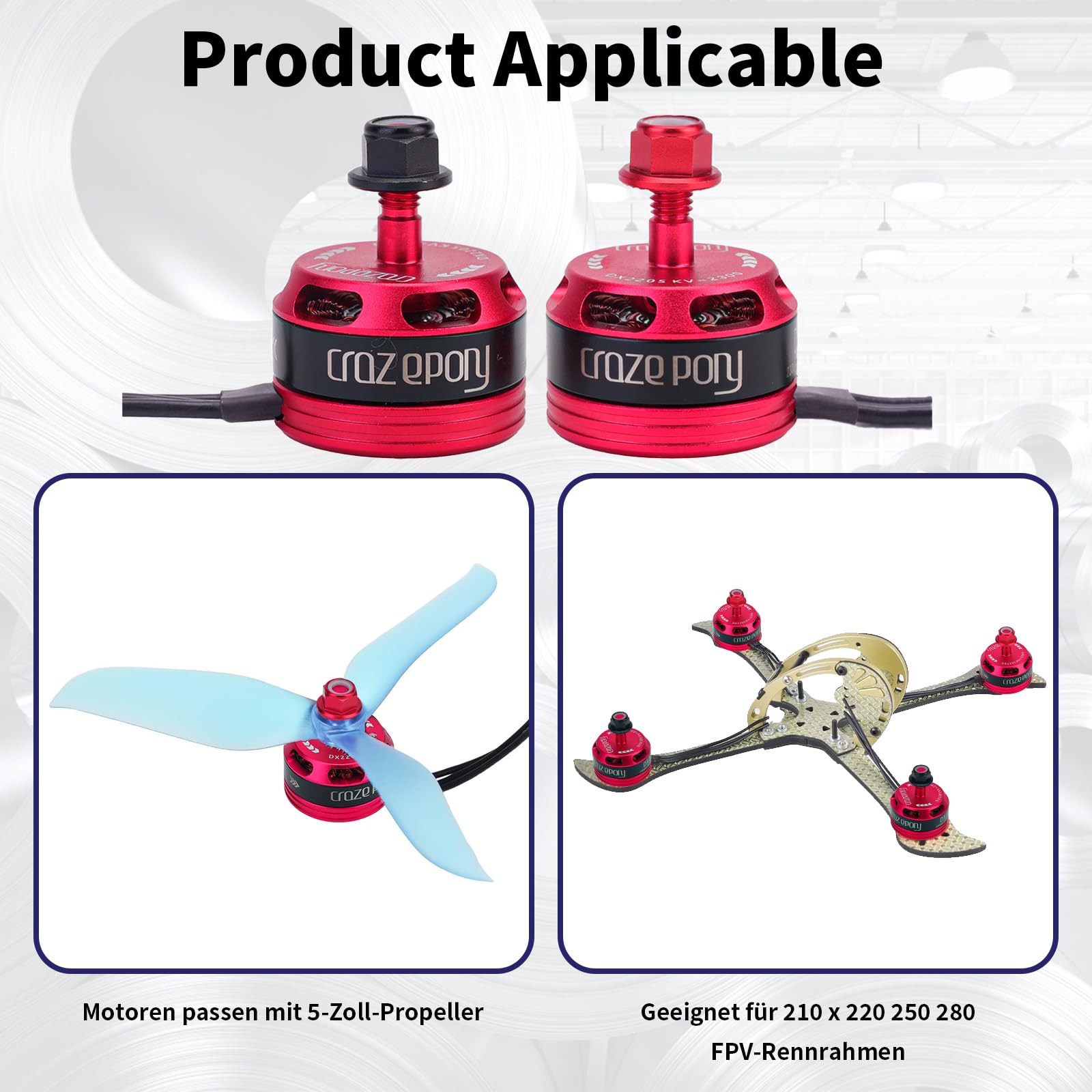 4PCS DX2205 2300KV Bürstenloser Motor, 2-4S für FPV Racing Drohne | Bürstenlose Motoren Racing Edition rot für 2-4S Lipo-Akkus, geeignet für QAV210, X220, QAV250 Racing-Drohnen (2CW 2CCW)