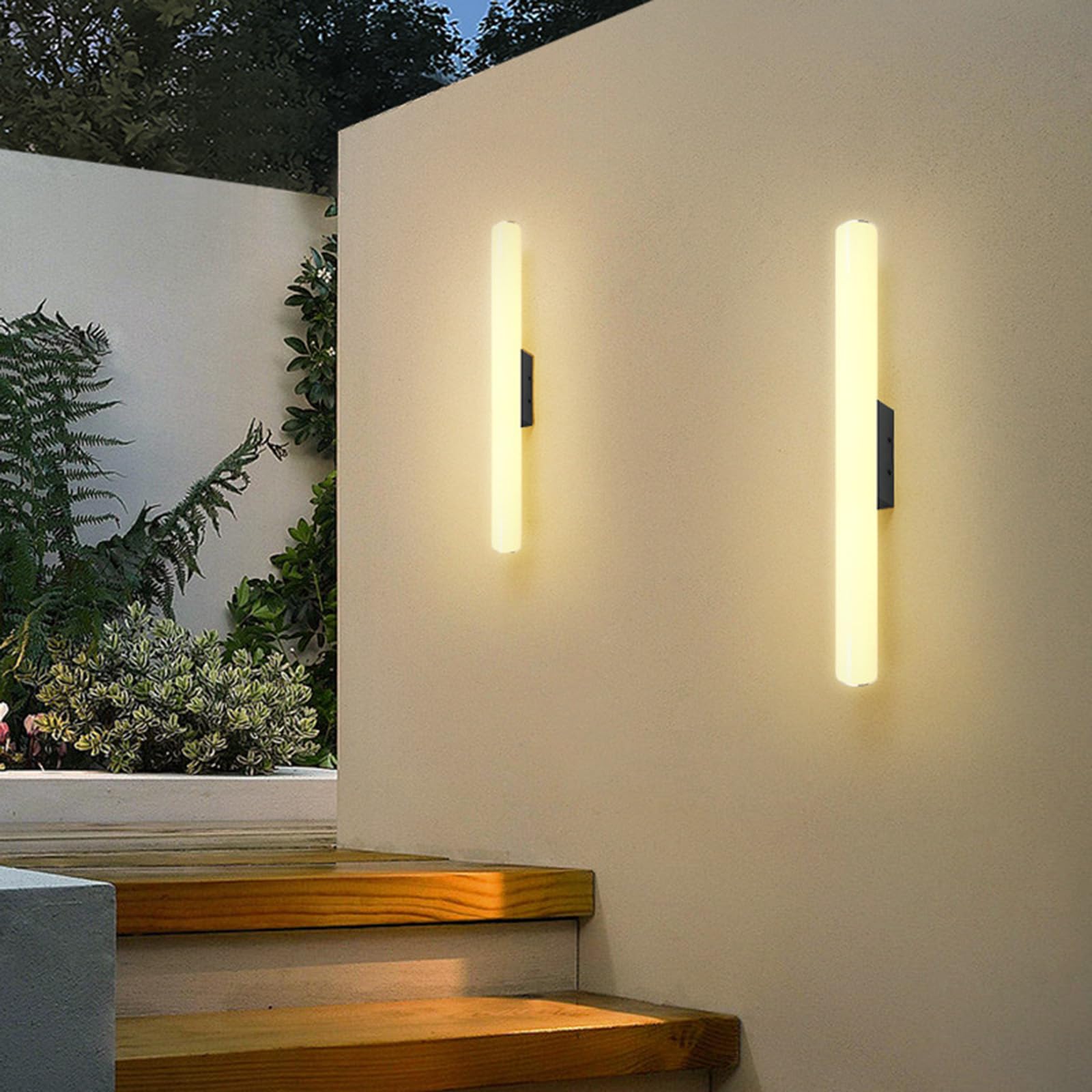 HELCEKOU Modern Outdoor Cylinder Wall Lamp - IP65 Waterproof LED Sconce for Yard, Garage, Balcony & Hallway 40CM Acrylic Design with Warm Light Stylish Villa Lighting