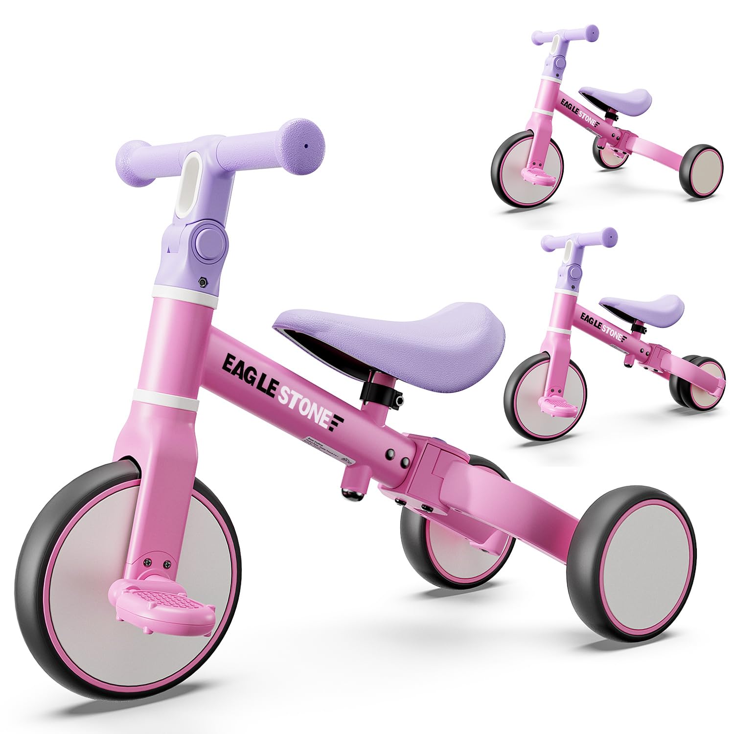 EagleStone 3-in-1 Toddler Balance Bike & Tricycle, Learn-to-Ride Toy for 18 Months to 3 Years, Outdoor & Indoor Ride-On for Gross Motor Skills, Birthday Gift Bike for Girls 2-3 Year Olds – Pink