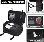 ECOHUB Sac à dos de voyage 16'' Sous le siège Transporter sur sac à dos Article personnel Sac de voyage Avion avec 13 Poches Porte-Bouteille d'eau Bagage USB Charger Port Casual Daypack pour les femmes Hommes Noir