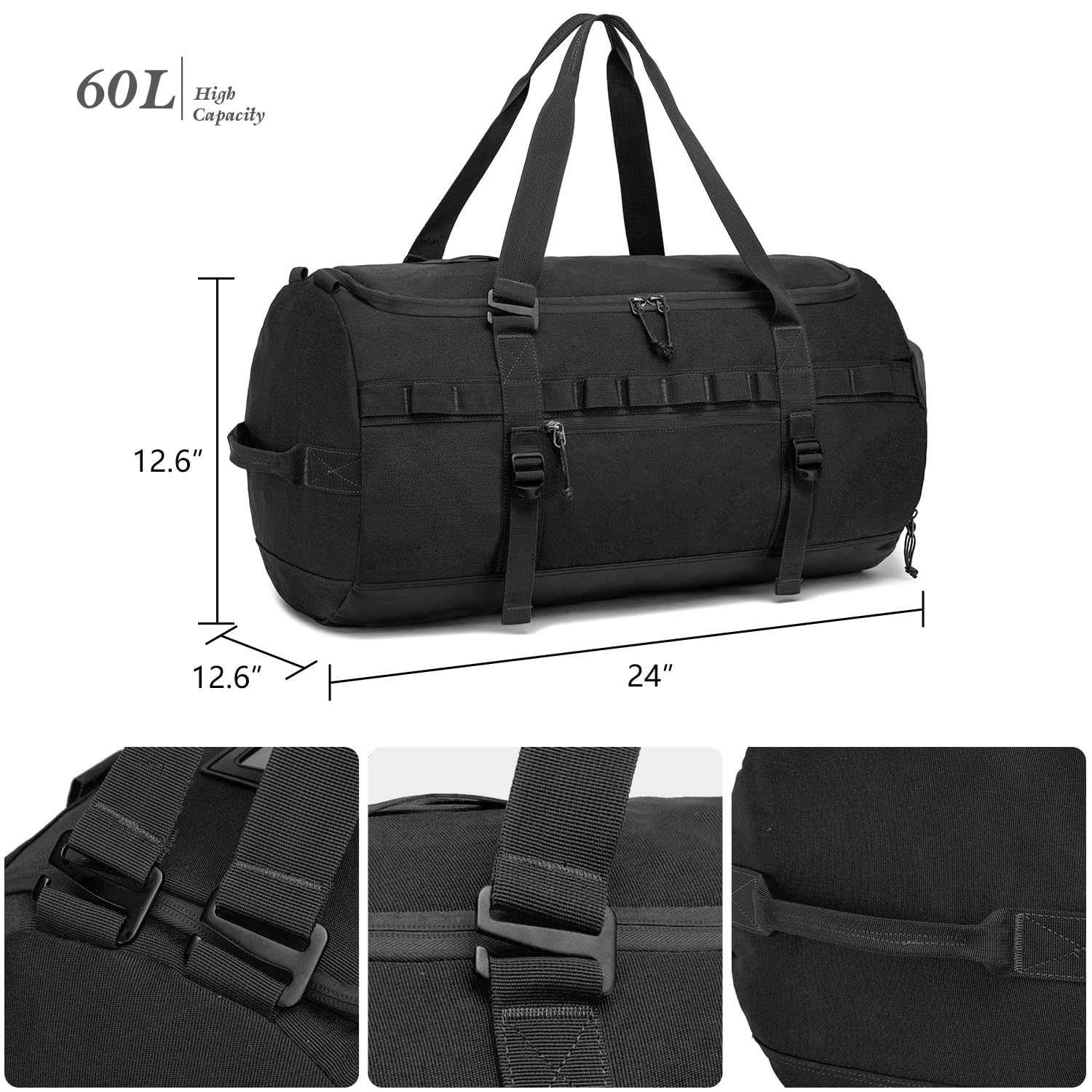 Snapklik.com : Lyweem Sports Gym Bag Men - Large 60L Tactical Travel ...