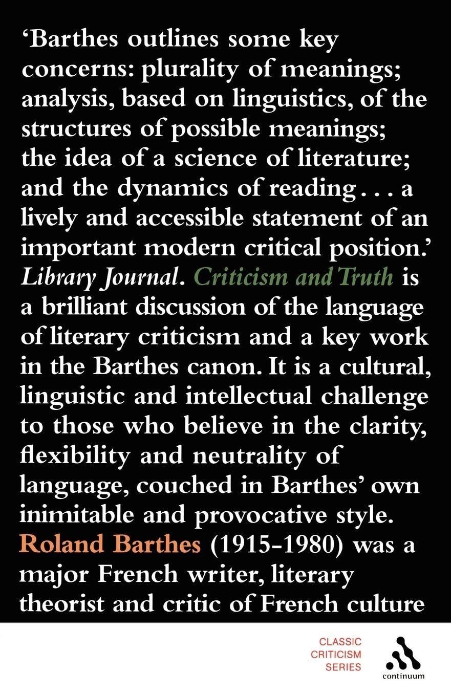 Criticism and Truth (Classic Criticism)