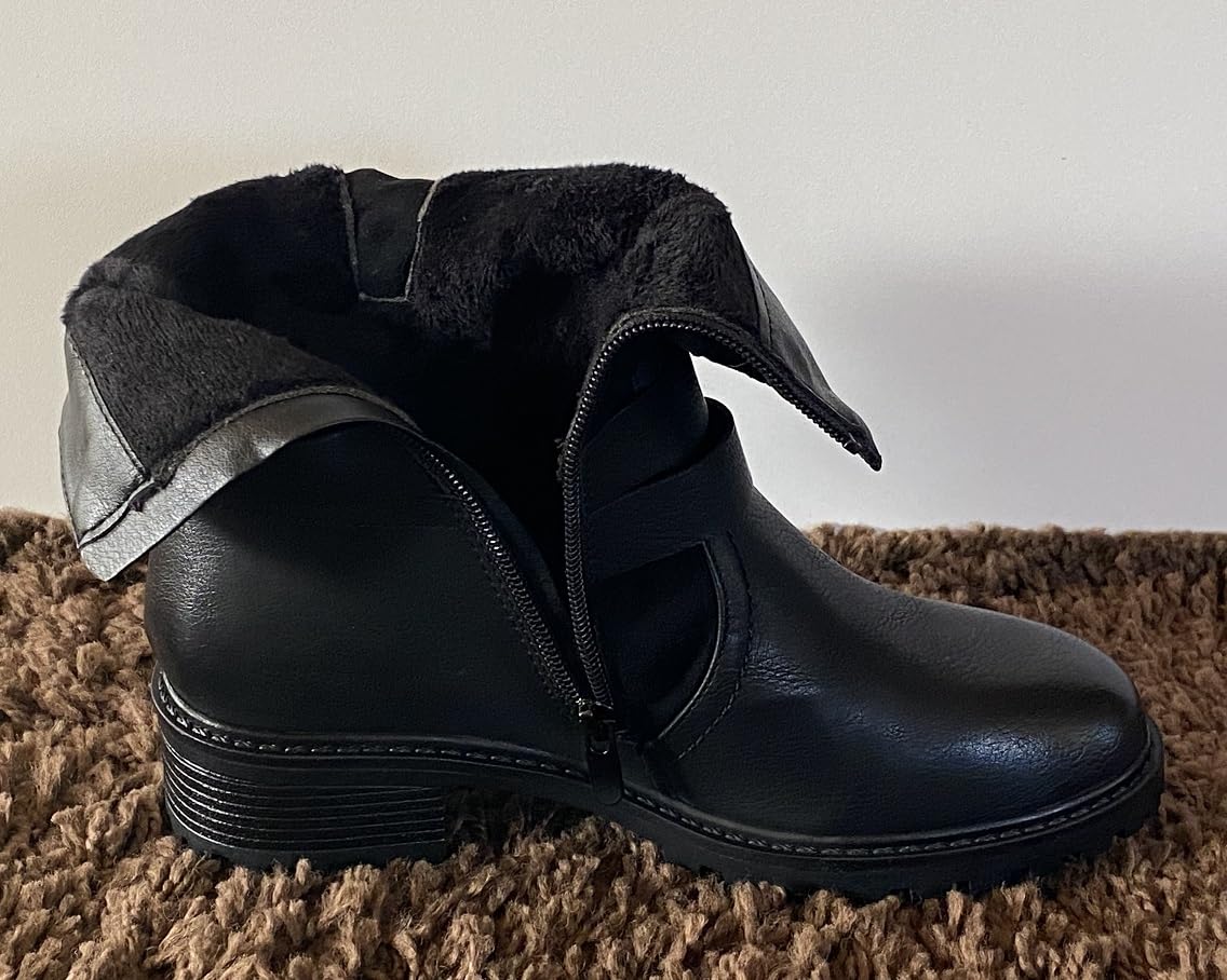 Pogolino Damen Stiefeletten Nieten Biker Boots mit Reißverschluß flach bequem Stiefel 2520