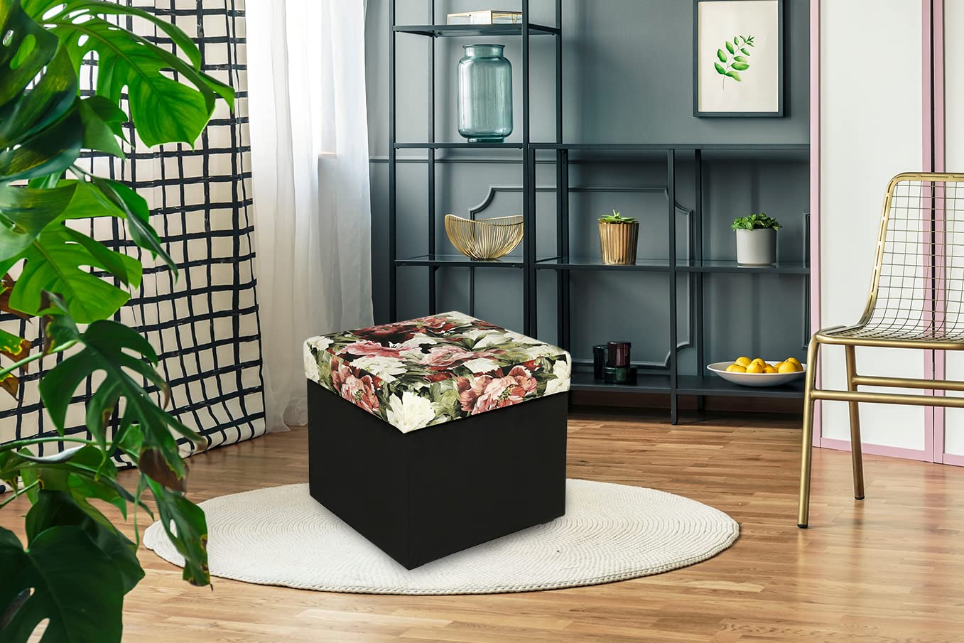 Pouf Coffre 45x90 Cm Rose - Rangement 100 L - Charge 300 Kg - MG Design - 14