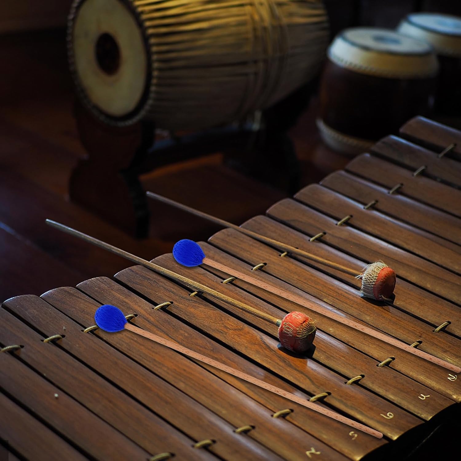 Drum Mallets Kit — 3 Pairs Percussion Drumsticks: Yarn Marimba Mallets with Xylophone Glockenspiel Sticks & Felt Timpani Head Keyboard Instruments Accessories for Beginner