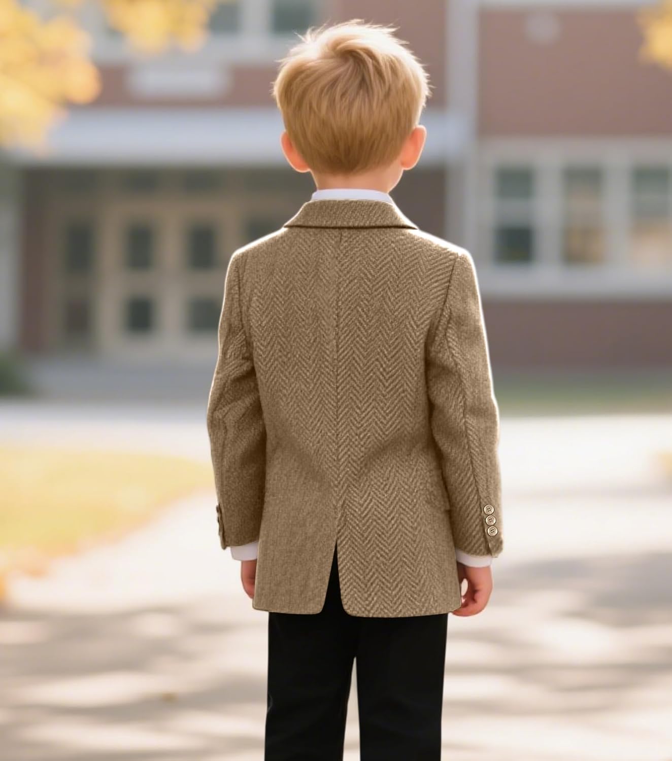 Retro Tweed Boys Suit Blazer Herringbone Jacket for Kids Slim Fit Classic Sport Coat Formal Kid Tuxedo Prom Party Wear - Image 2