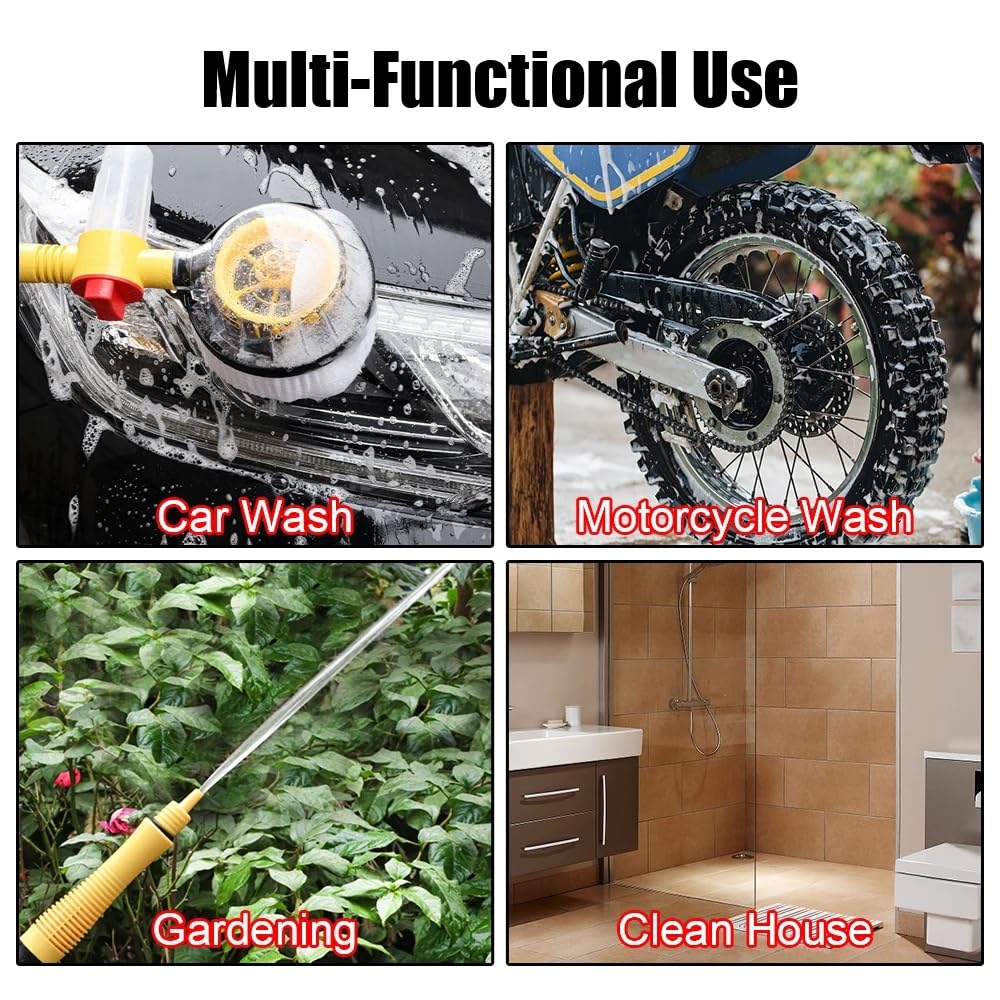 Cepillo de Limpieza para Coche Cepillo Giratorio de Espuma en Aerosol Profesional de Microfibra de Mango Largo 360 Grados fregona de Lavado rotativa con tubería de Agua de 10 Metros