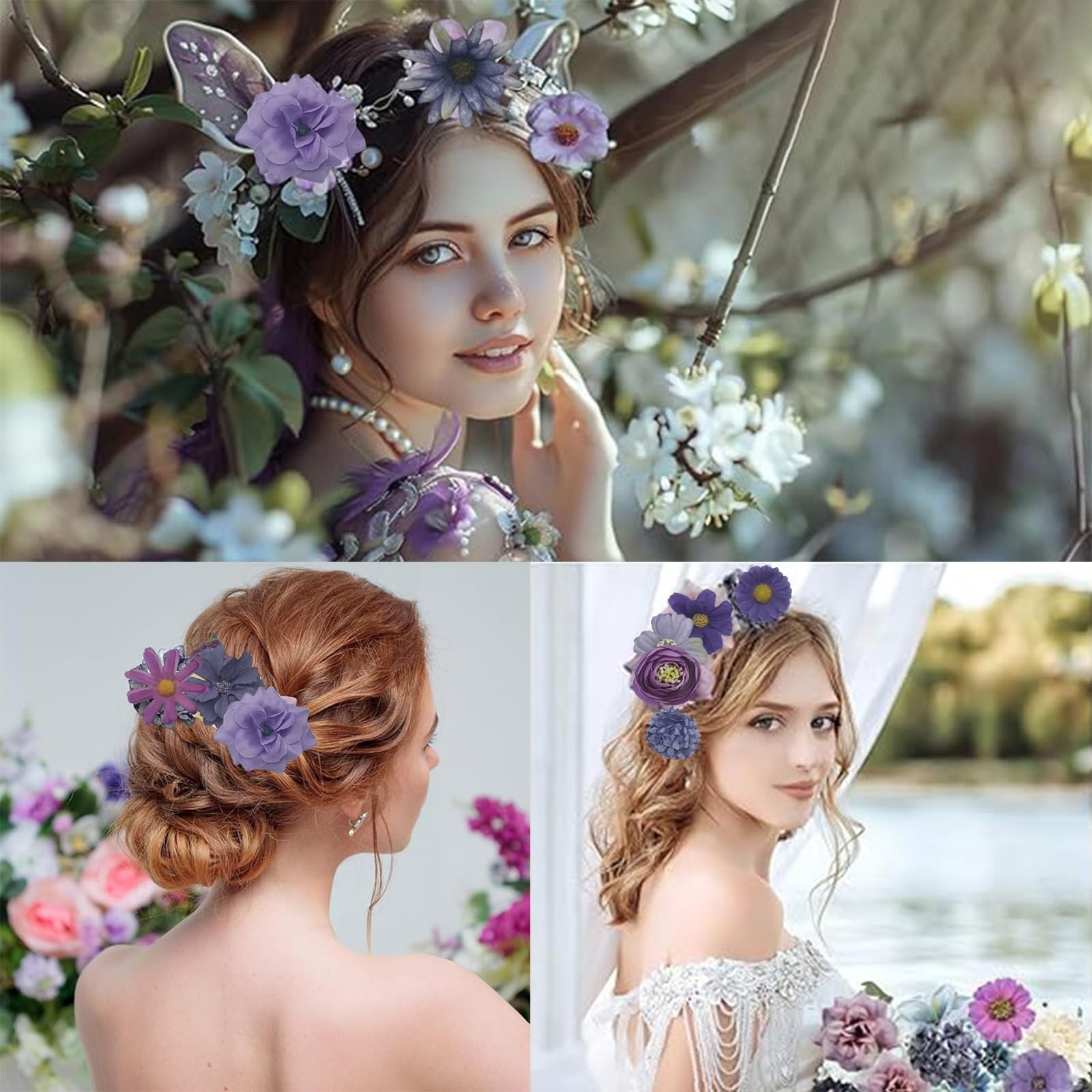 24 Fiori Artificiali In Seta Mini Viola - Teste Di Fiori Finti Per Decorazioni Torte, Fai Da Te, Matrimoni, Accessori Capelli E Casa