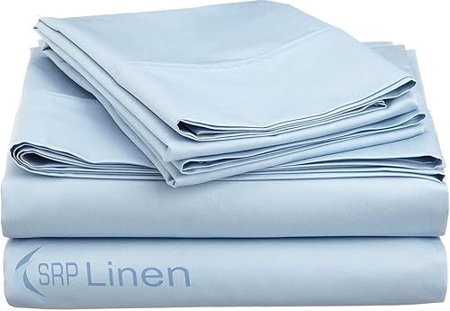 Miniatura 1 de Bedding Hotel Collection - Juego de sábanas de 800 hilos, 100% algodón egipcio, 4 piezas, bolsillo profundo de 15 pulgadas (King, azul claro)