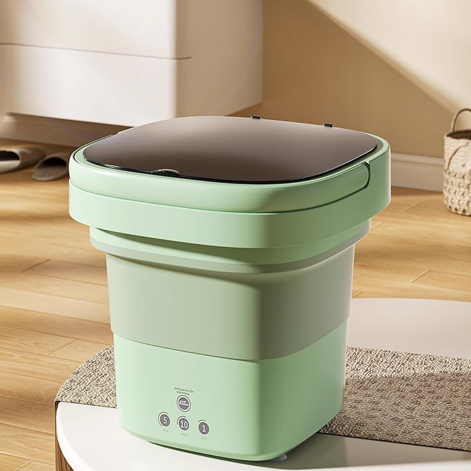 Mini Lavadora Plegable, 8 L, Lavadora Portatil con Centrifugado, Para Ropa de Bebé, Ropa Interior O ArtÃculos Pequeños, Dormitorio, Camping, LavanderÃa de Viaje RV(Green)