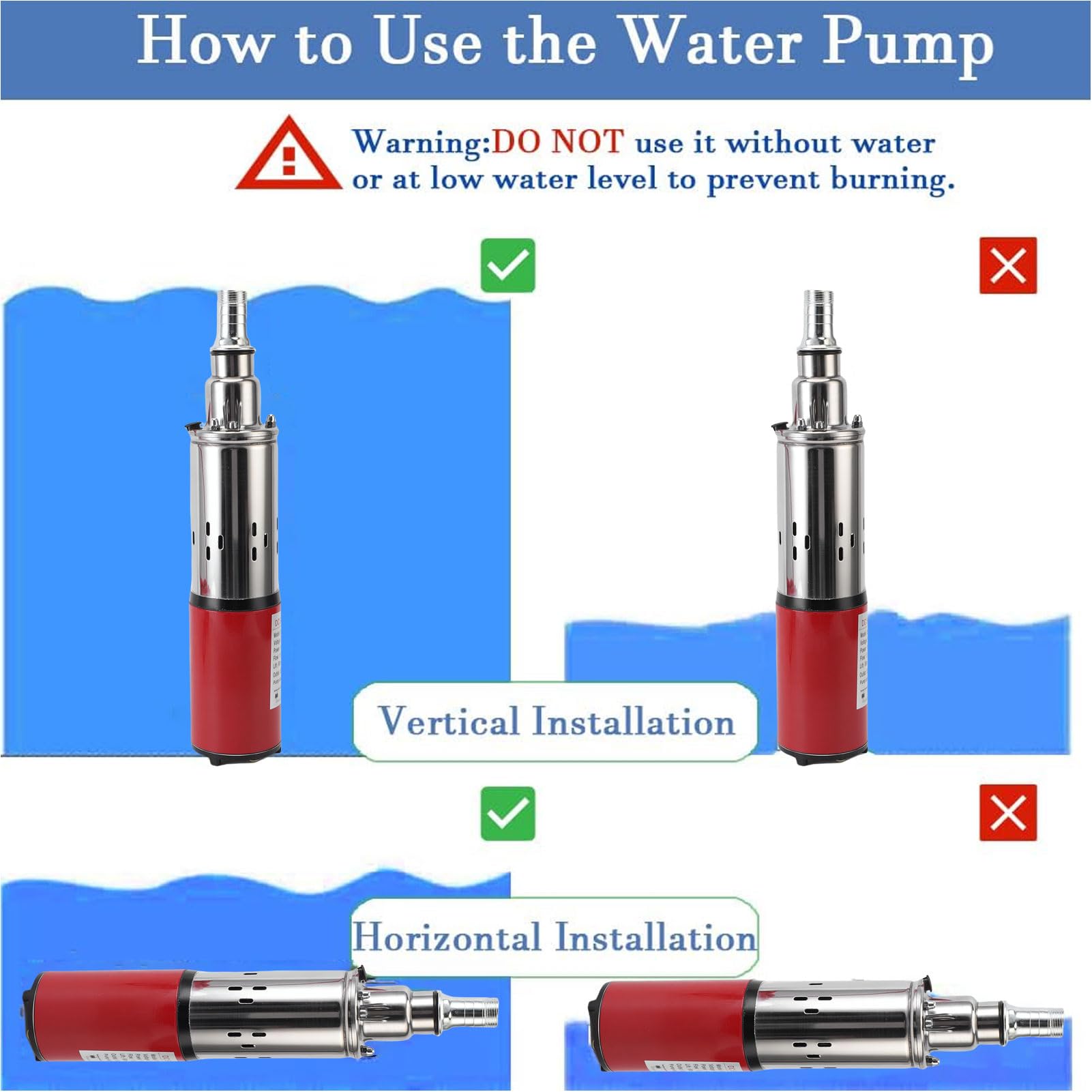 EMUKOEP Bomba de Agua de Pozo Solar de Alta Presión Sumergible de Acero Inoxidable para Riego de Tierras de Cultivo