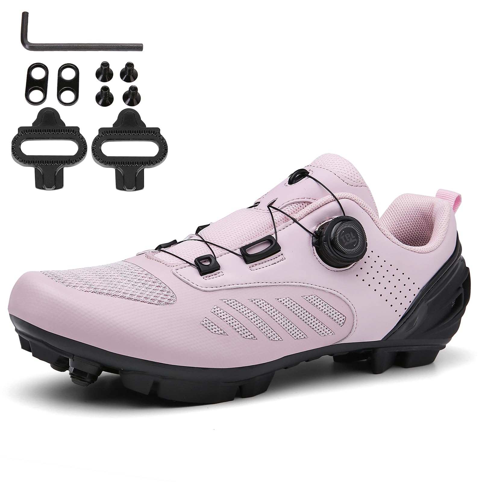 NGARY Fahrradschuhe MTB Damen, Radsportschuhe Atmungsaktive Mountainbike Schuhe kompatibel mit SPD 2 Schrauben mit Cleats Outdoor-Radschuhe