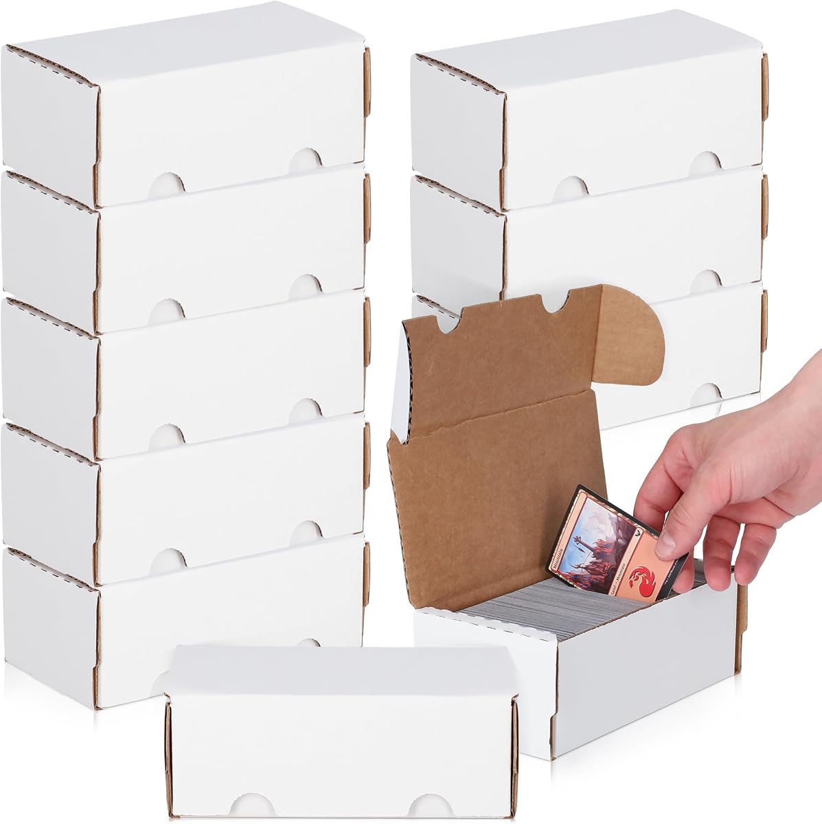 BCW 400-Count Trading Card Storage Box | Baseball Card Storage Box for Sports Cards | Cardboard Organizer for Football, Basketball & More - 10 Pack