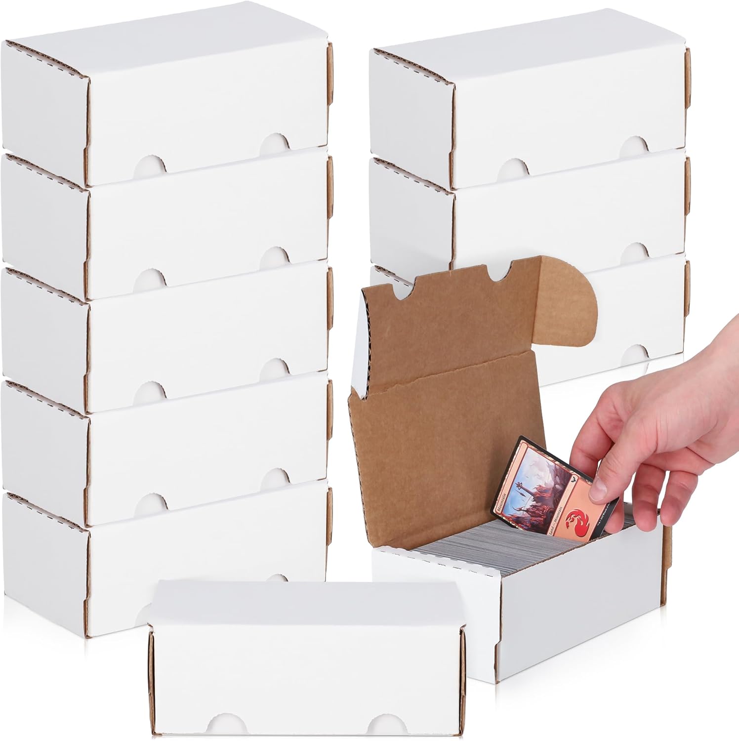 BCW 400-Count Trading Card Storage Box | Baseball Card Storage Box for Sports Cards | Cardboard Organizer for Football, Basketball & More - 10 Pack