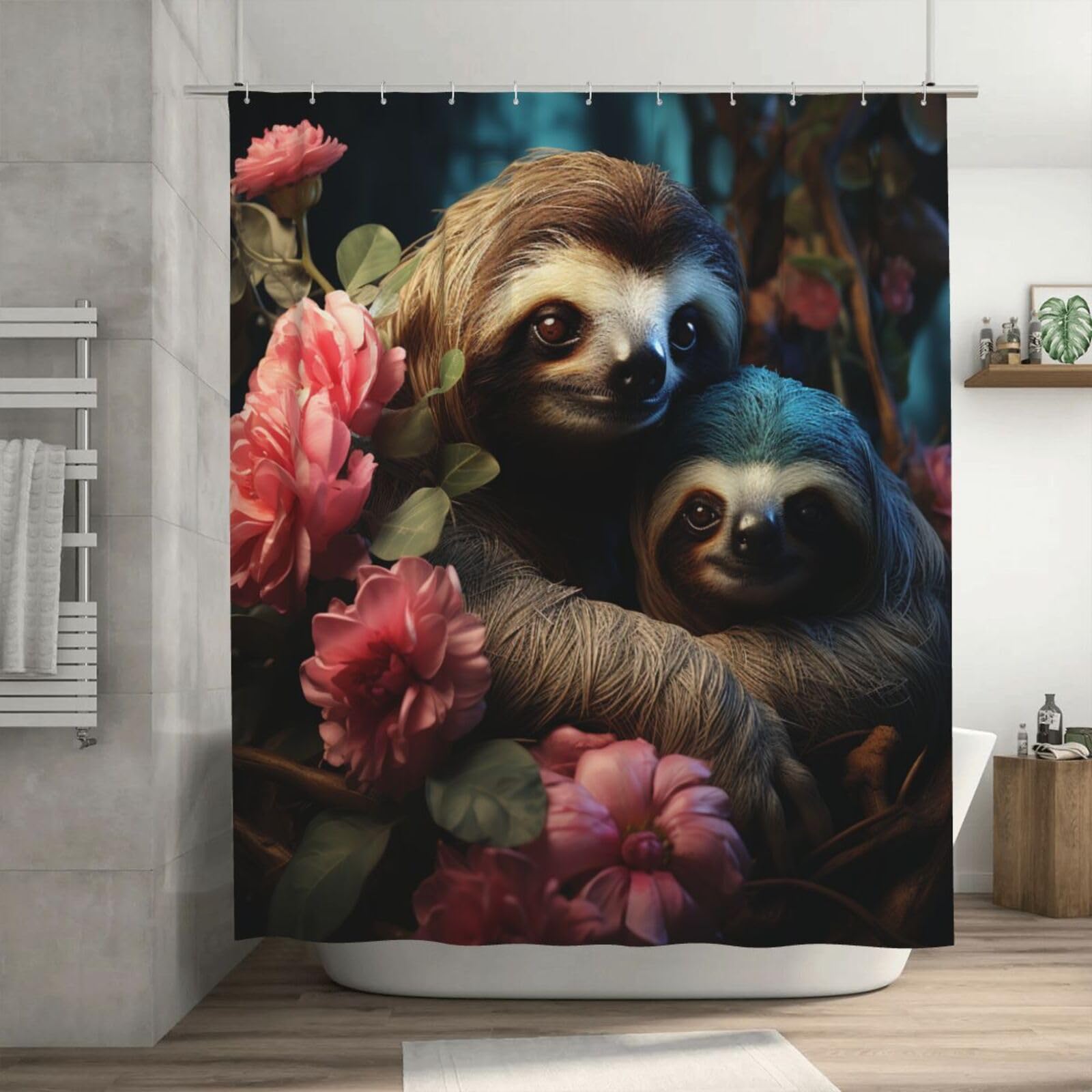 Rideau de douche imperméable paresseux 183x183 cm avec 12 crochets