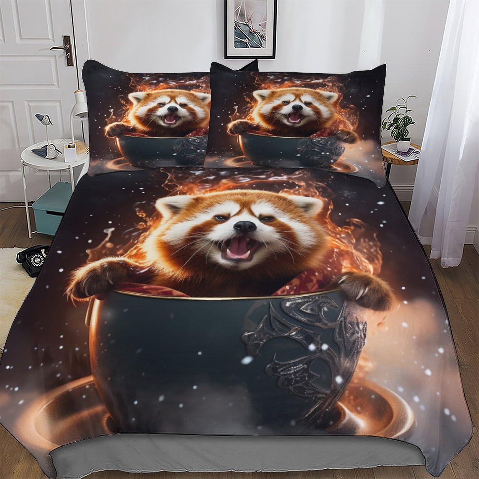 PAZZK Bear 3D Printed Duvet Cover Set with Pillowcases Quilt Covers Soft Brushed Microfiber Bedding For Boys, Girls And Teenagers Poly Cotton Comforter Cover Double (200x200cm)