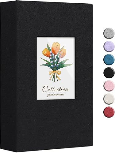 Álbum de fotos de lino de 4 x 6 pulgadas, 300 fotos, bolsillos verticales, solo cubierta de tela, álbumes de boda, escuela, aniversario familiar,