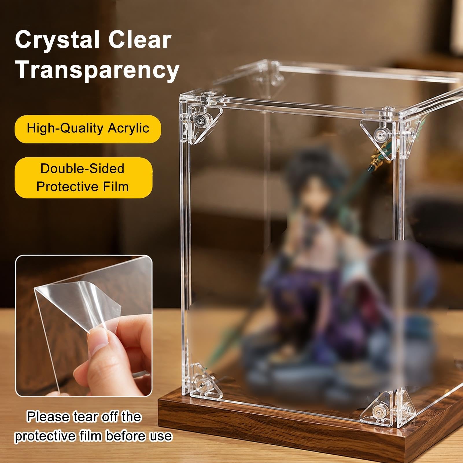 Caja Expositora para Miniaturas con Base De Madera, Personalizable
