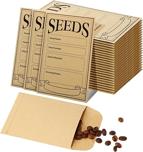 Sabary 100 sobres de semillas resellables de 3.15 x 4.72 pulgadas, sobres seguros de ahorro de sellos pequeños (marrón)