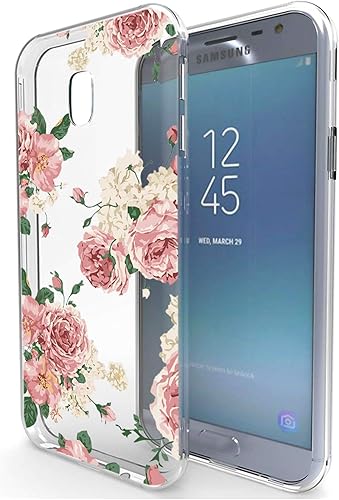 Miniatura 2 de Funda para Galaxy J7 Refine Case/J7 2018 Caso/J7 Star Case/J7 V 2nd Gen Case/J7 Aero Case, Slim a prueba de golpes transparente patrón floral suave