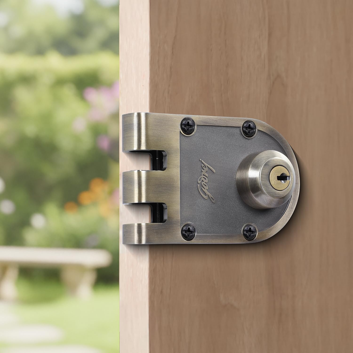 Godrej Rim Lock | Vertibolt Ultra | 2C Deadbolt | 14 Pin Cylinder | for Inside Opening, Double & Sliding Wooden Main Doors | 4 Keys | Manual Locking | Antique Brass Finish | 5 Year Warranty — Amazon image 2