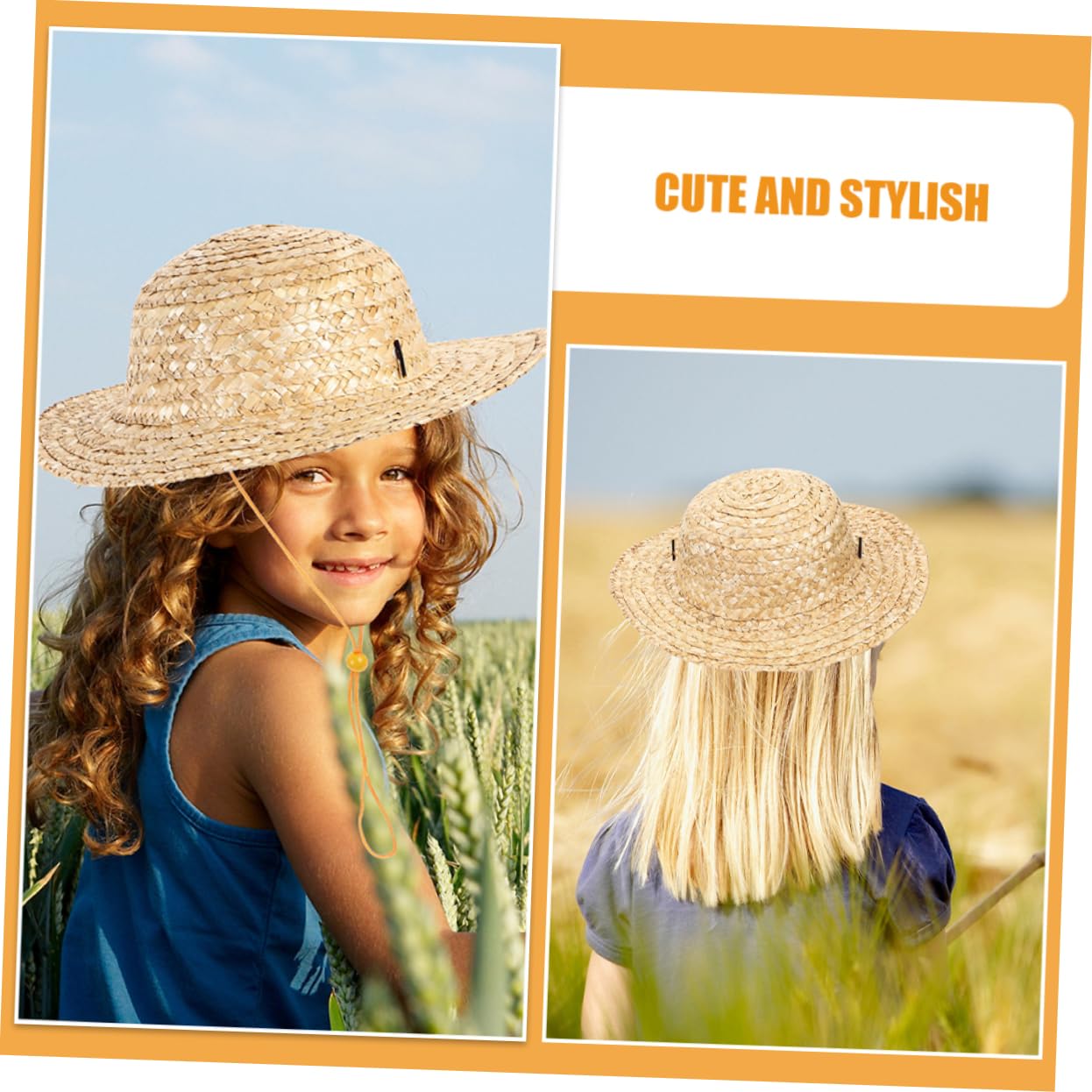 Holibanna Chapeau De Paille Tissé pour Garçon Fille Protection Solaire Large Bord Ajustable pour Plage Et Activités Extérieures Chapeau pour Garçons Et Filles