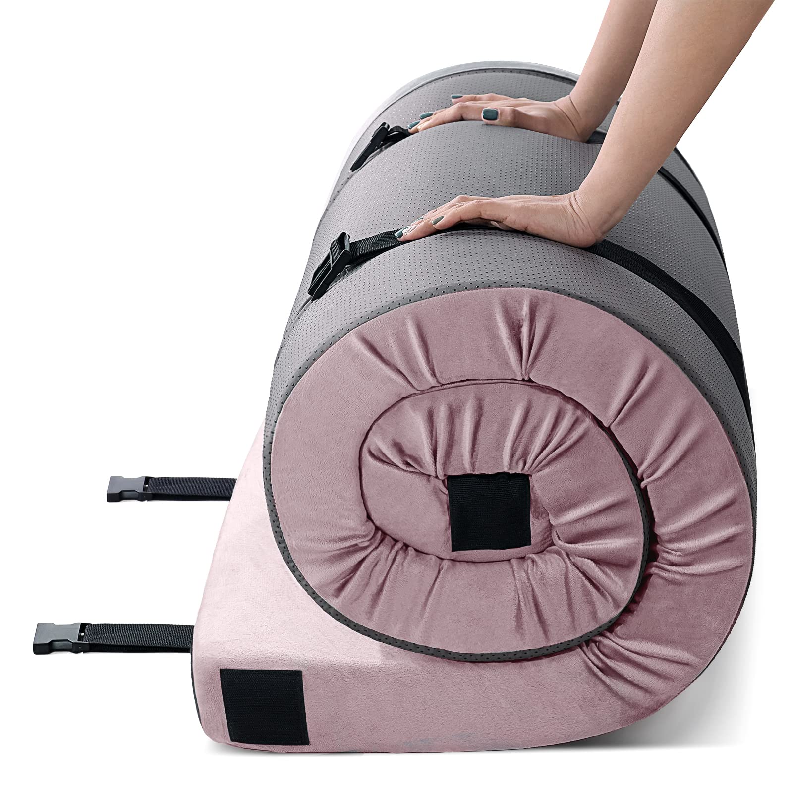 KingChii CertiPUR-US Memory Foam Camping Mattress, Portable Roll Up Travel Car Camping Mattress Sleeping Pad & Floor Mattress, Cot Mattress Guest Bed for Sleepover with 2*Waterproof Cover & Travel Bag