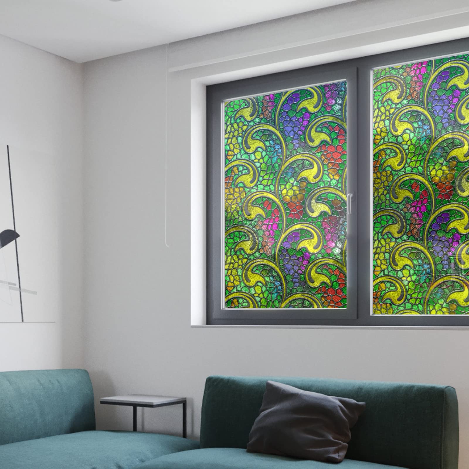 Pellicola per vetri oscurante,Pellicola privacy finestre,anti-peeping,Autoadesive,Anti-UV,strisce colorate ,Ideale per Ufficio Camera da Letto Sala(90cmx200cm)