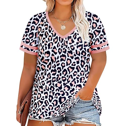 RITERA Plus Size Tops for Women Short Sleeve T Shirt Casual Summer V Neck Tunics Tees XL-6XL