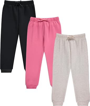 BTween Kids Girls Fashion Stretch Waist Ultra Soft Jogger Pants Set 3 Pack Bundle