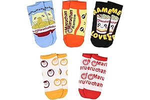 5-Pairs Ramen Noodles Face Logo Adult No Show Socks