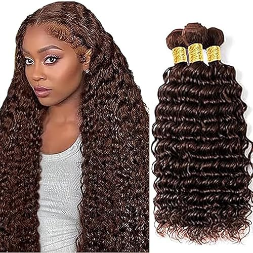 Tuheerst 28 30 32 Zoll #4 Chocolate Brown Bundles Human Hair Double Weft Deep Wa