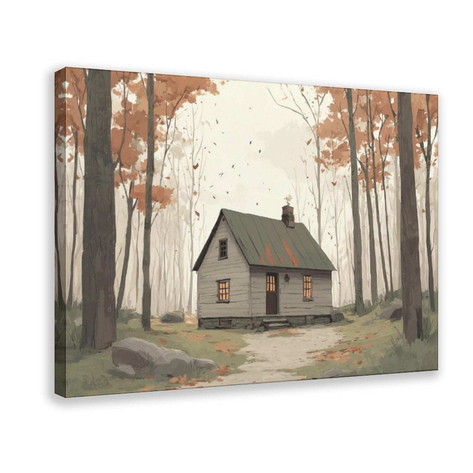 Bareronor Cabin Woodland Canvas Poster for Dorm Room Decor Gift