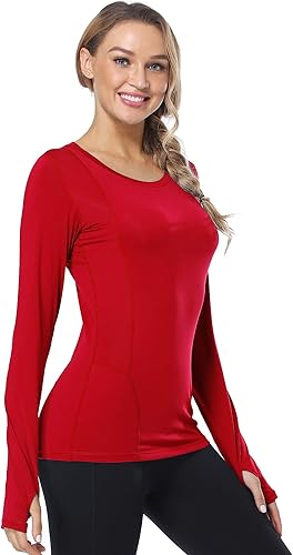 CADMUS Camisa de manga larga para correr de secado rápido para mujer, camisas de entrenamiento