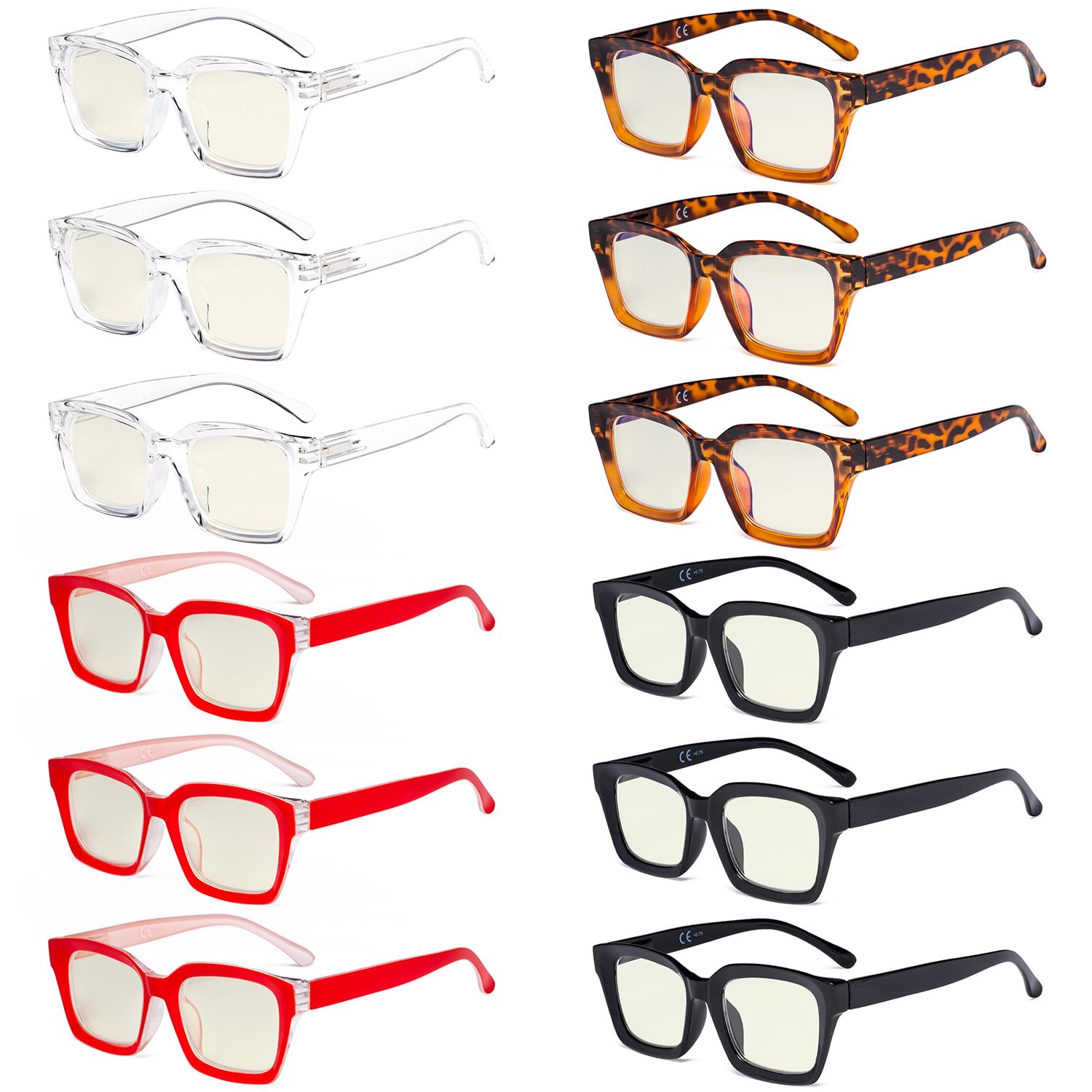 Eyekepper 12 Pack Blue Light Blocking Reading Glasses Square Computer Readers Women +2.00
