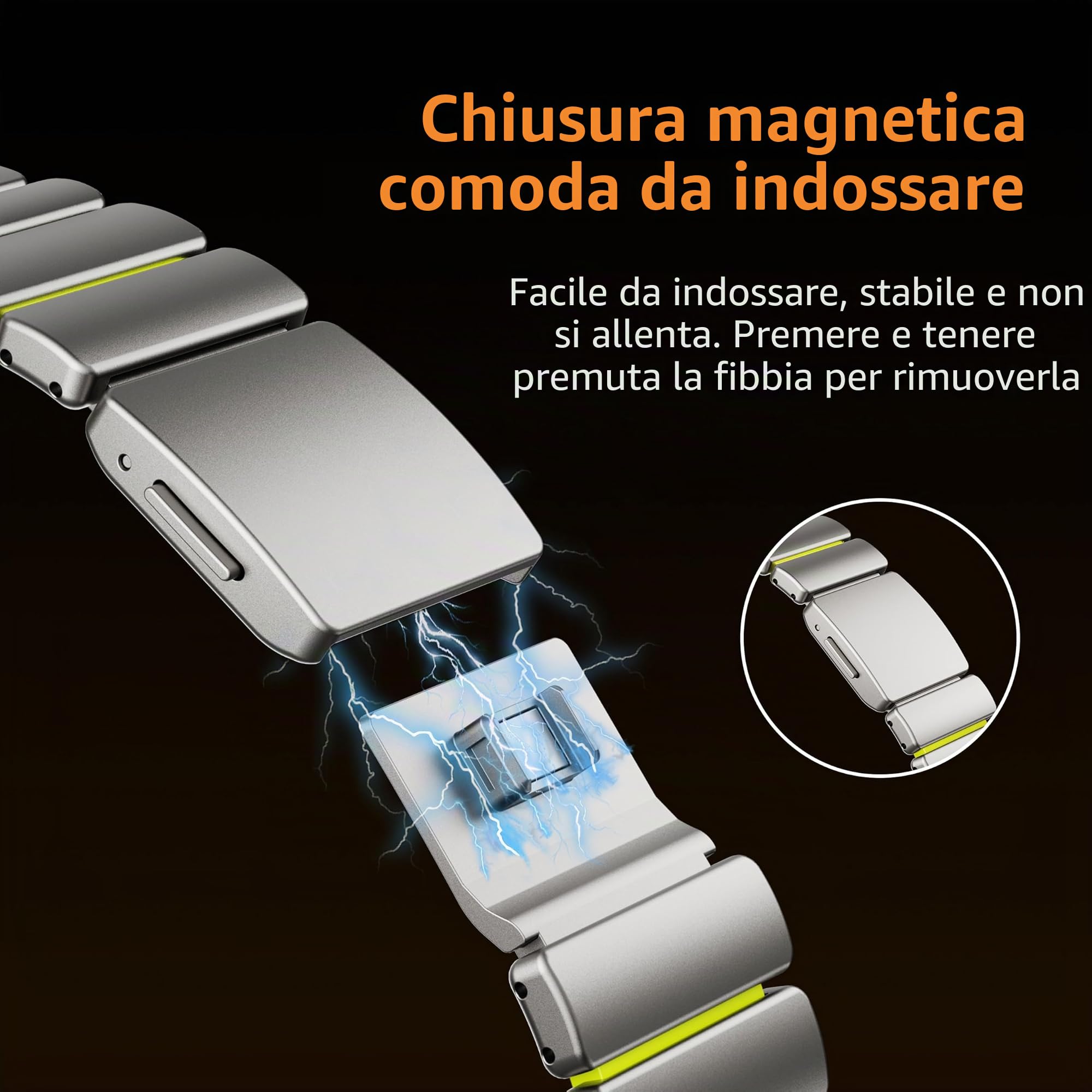 Cinturino in titanio compatibile con Apple Watch Ultra 3/2/1 49 mm, titanio silicone doppio strato, chiusura magnetica, cinturino di ricambio per iWatch Series11
