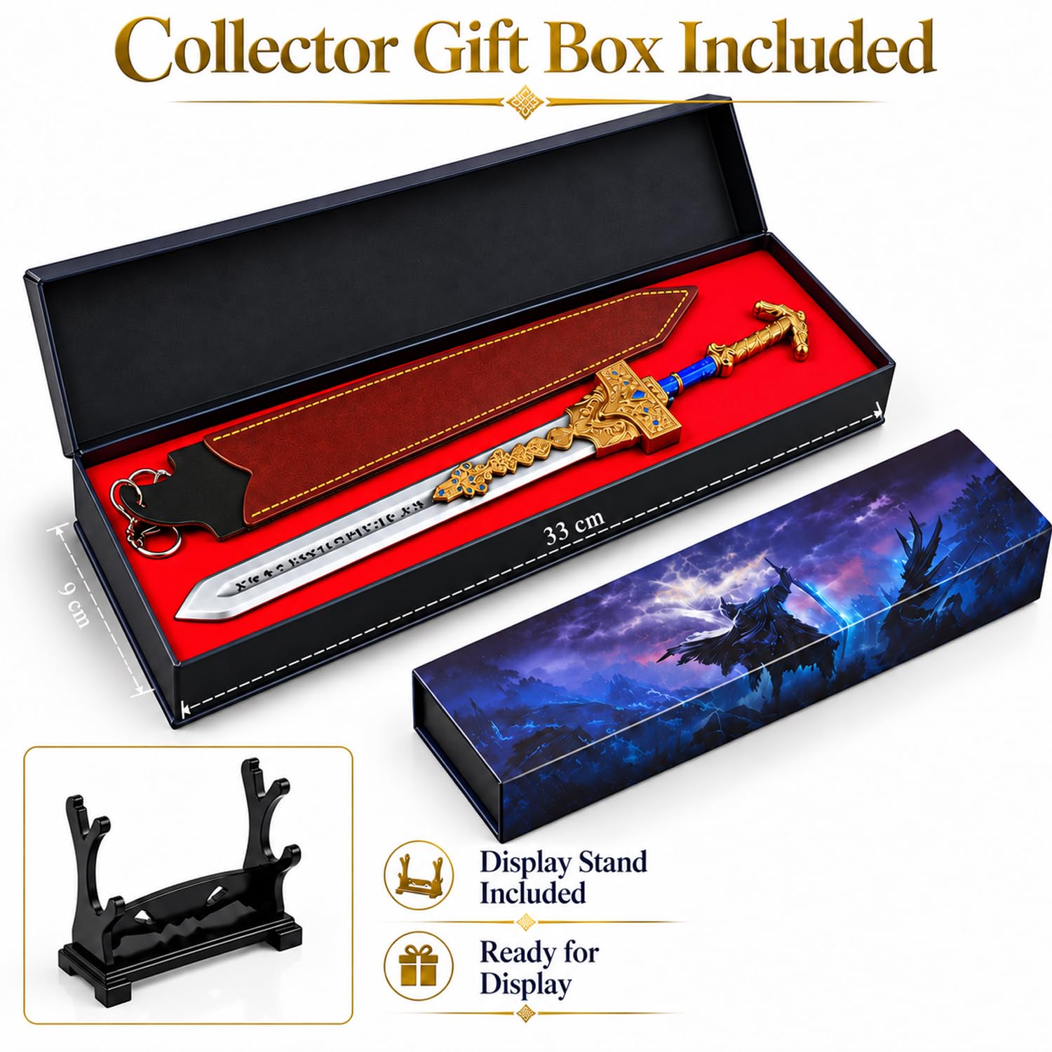 Elden Rings Royal Greatsword Réplique 30 cm avec Support et Coffret