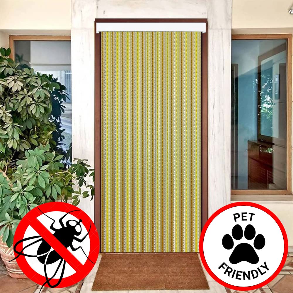 Tenda esterna a nastro iride giallo e giallo scuro per porte anti insetti | PERTONI TENDE (larghezza 120 cm x 230 cm altezza)