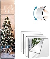 BQRIS Unbreakable Shatterproof Full Length Mirror - 4x 10x10in Acrylic Kids Wall Tiles, Self-Adhesive Plexiglass for Bedroom & Gym