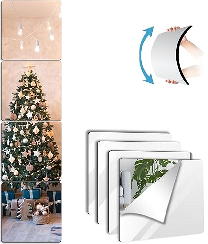 Miniatura 11 de Espejo de pared irrompible de longitud completa, espejo de puerta, paquete de 4 unidades de 14 x 14 pulgadas, espejos largos de plexiglás