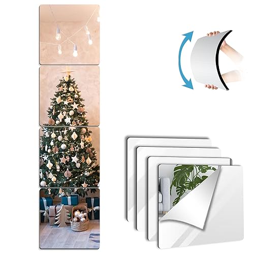 Unbreakable Wall Mirror Full Length,Over the Door Mirror for Bedroom,4Pcs