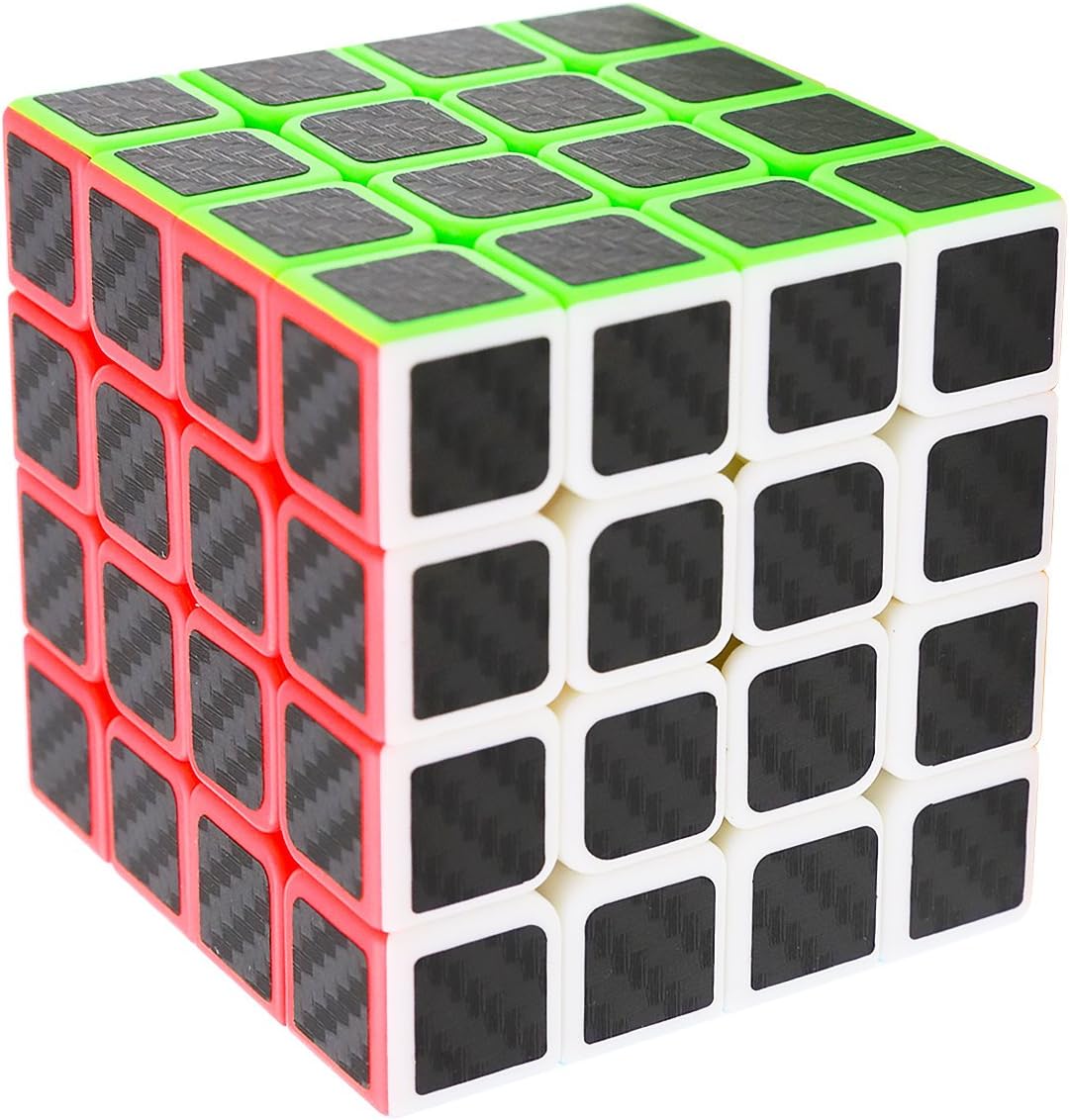 LSMY Speed Magic Cube 4x4x4, Puzzle Cube Carbon Fiber Sticker Toy