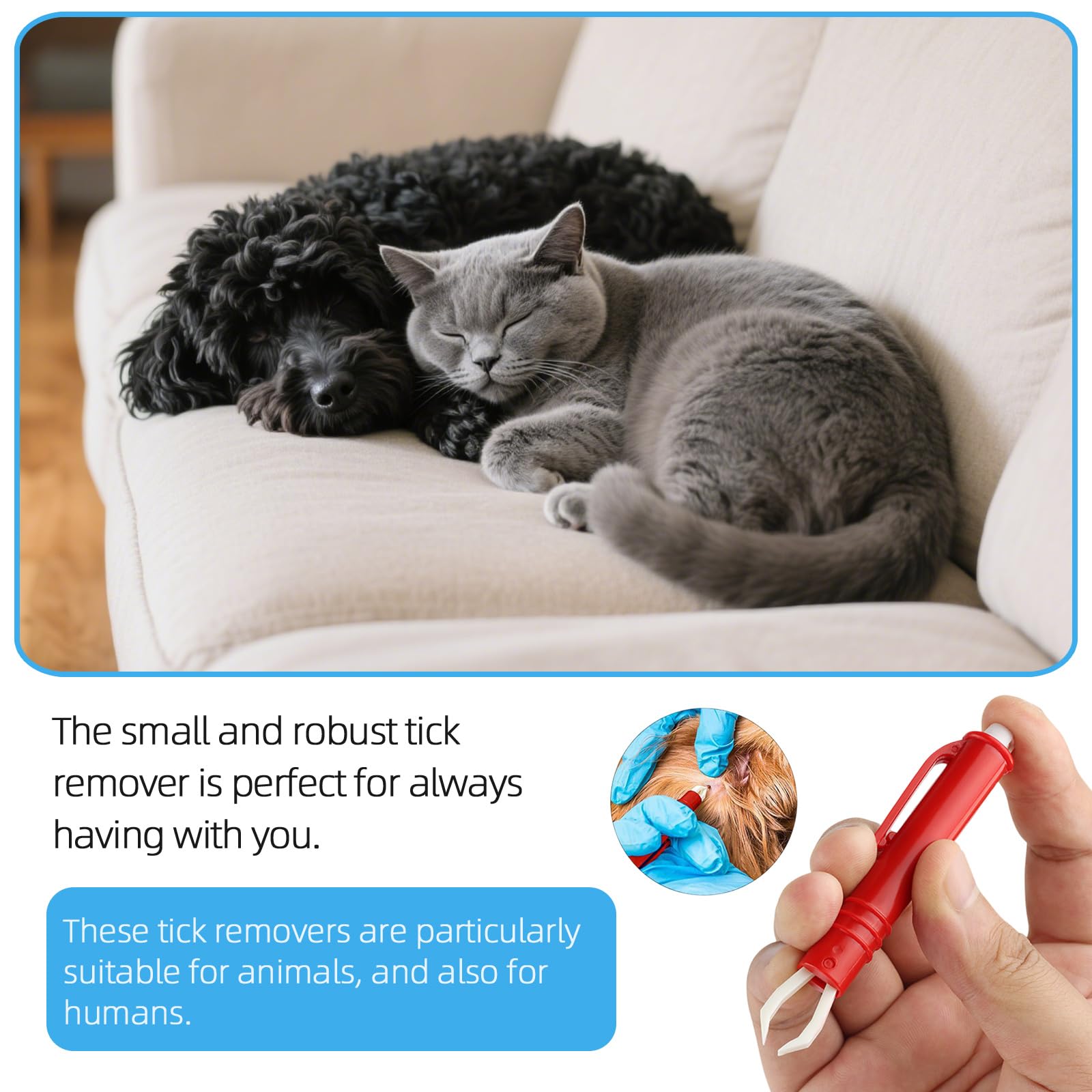 3-in-1 Tick Removal Kit - Includes 3 Hook Tools + 2 Precision Tweezers for Safe Tick Removal on Dogs Cats & Humans - Image 3