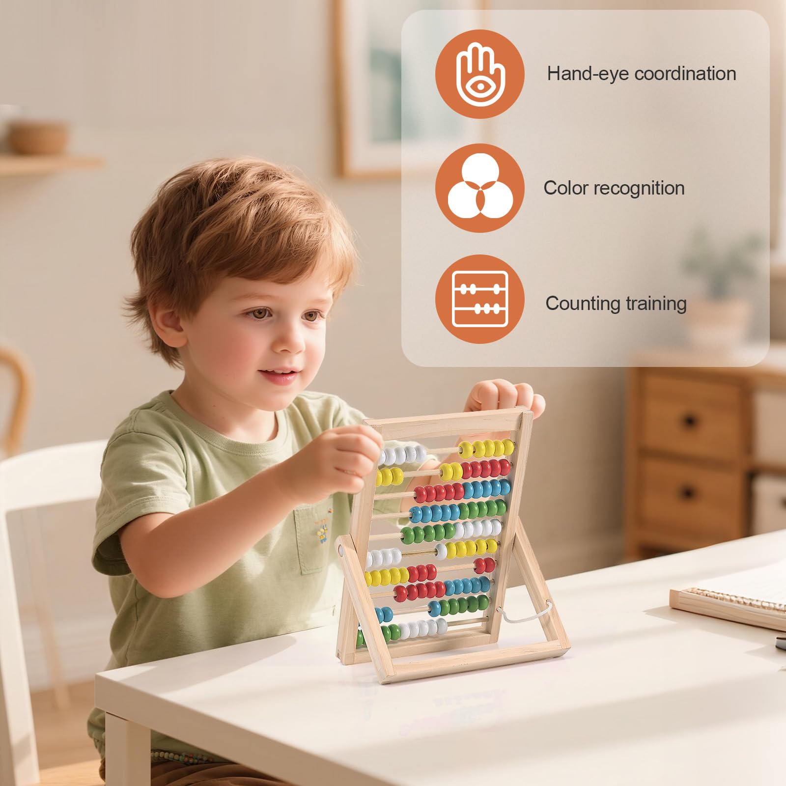 Boulier Enfant En Bois Avec 100 Perles Colorées - Jouet éducatif Mathématiques - Boulier Décimal - Pour Enfants à Partir De 3 Ans