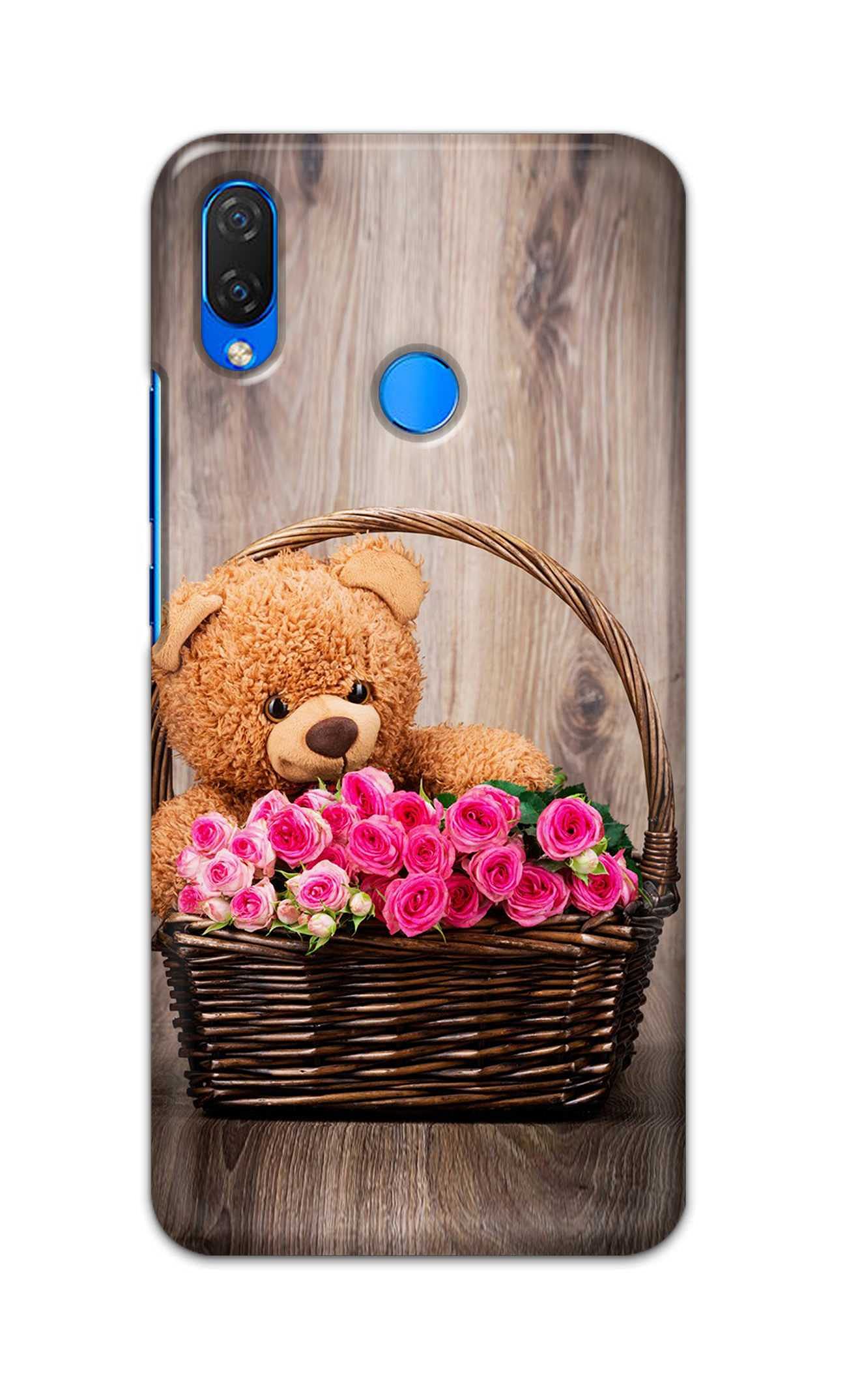 Generic PRINTFIDAA Printed Hard Back Cover Case for Huawei P Smart Plus (2018) / Huawei Nova 3i, INE-LX1R, INE-LX2, INE-LX2R Back Cover (Roses and Teddy Bear) -1612
