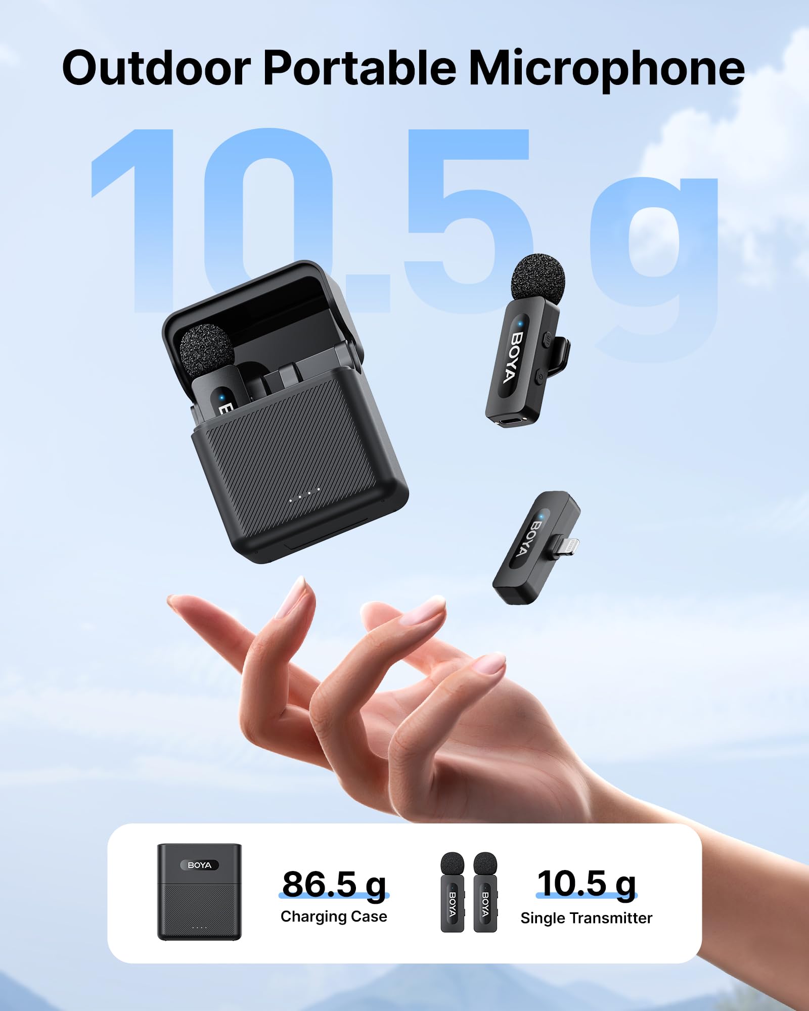 BOYA BY-V3 Microphone Wireless for iPhone Android, Mini Microphone, 36h Use, Each TX 9h, Noise Cancelling, 328ft - Image 3