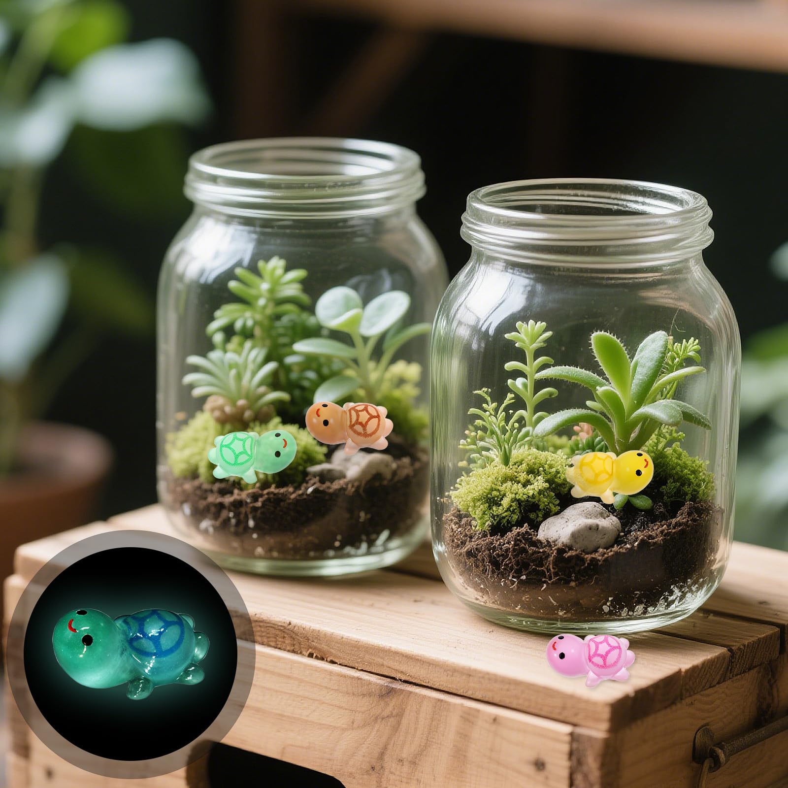 200 Mini-Schildkröten Aus Kunstharz – Leuchten Im Dunkeln, Für Deko, Feengarten, Terrarium Oder DIY-Projekte