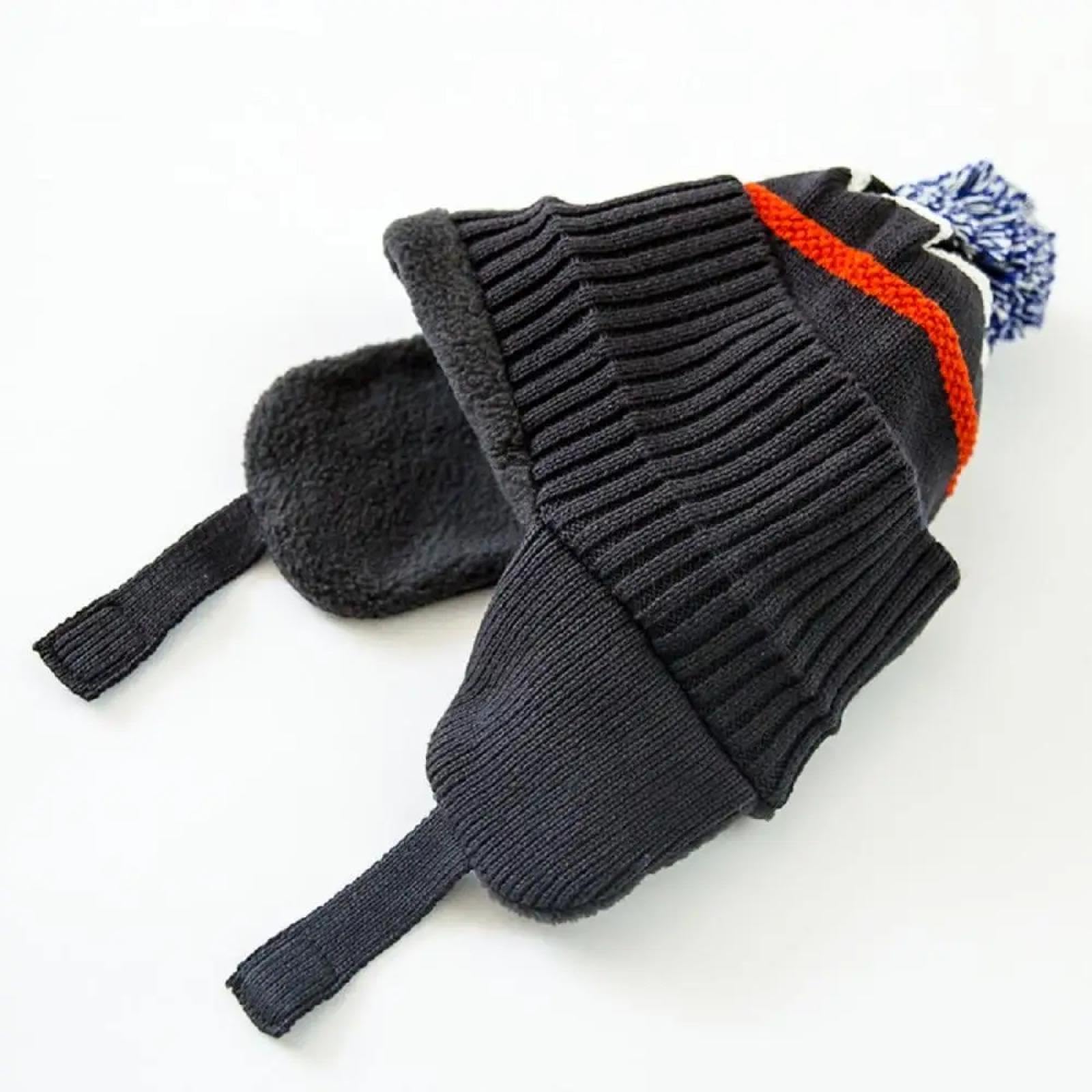 Gorros De Punto para Sombrero Tejido Beanie Gorro De Punto A Rayas para Niños para Niños Forrado Suave con Gorro De Invierno Suave con Puño Cálido