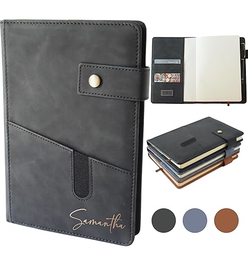 Personalized Leather Journal Refillable Journal Custom Notebook for Writing with Card Slots Lined Leather Bound A5 Daily Journal Executive Notebook