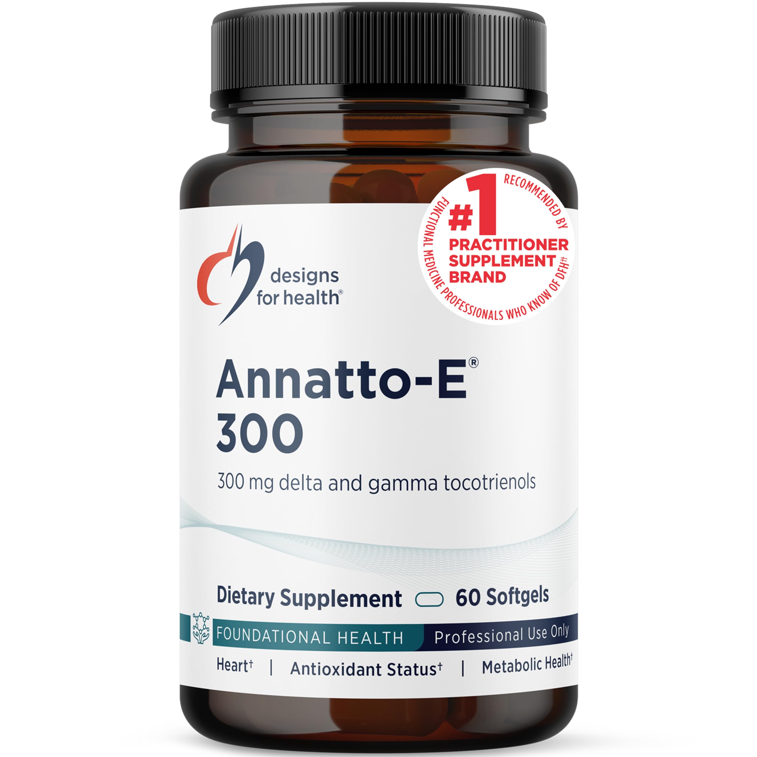 Annatto-E 300mg Tocotrienols Vitamin E - Delta + Gamma Tocotrienols to Support Heart Health, Eye Health, Healthy Aging - DeltaGold Antioxidants Supplement (60 Vitamin E Softgels)